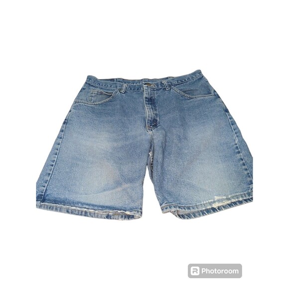 Wrangler Men's Jean Shorts Size 34 Blue Medium Wash 606W1DH Shorts Denim Work - Picture 1 of 9